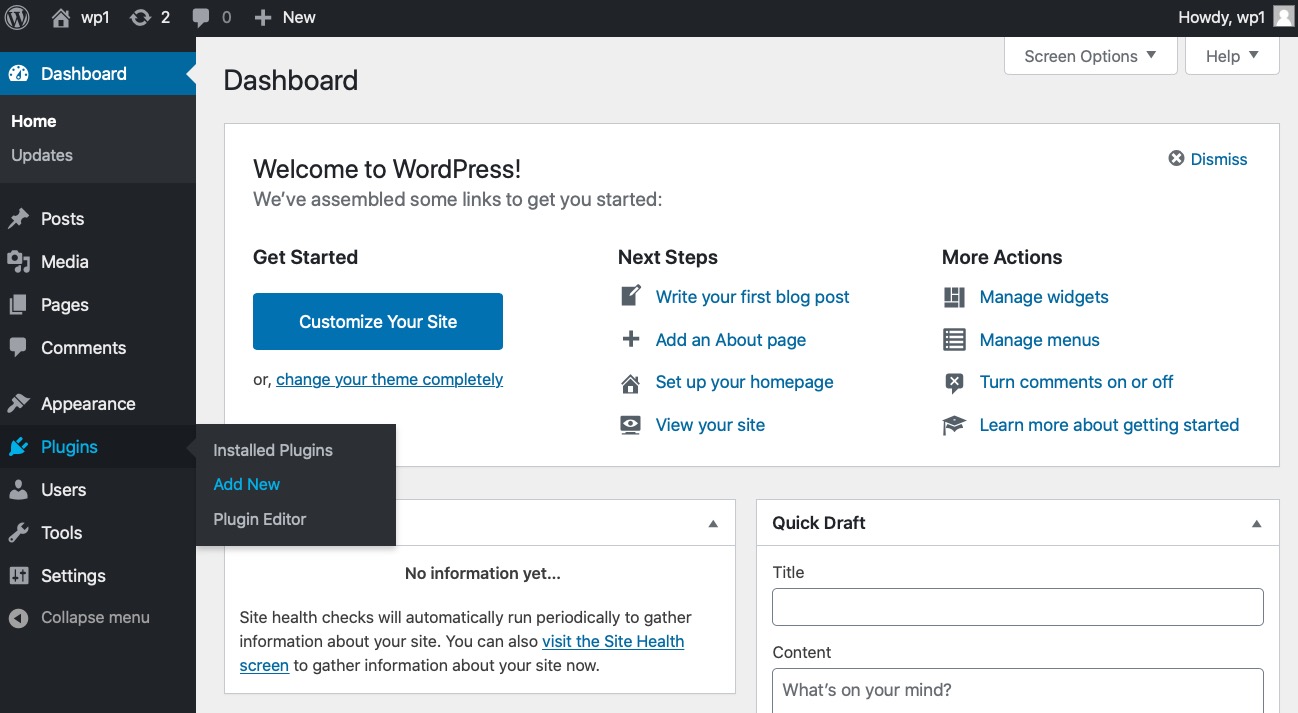 wordpress screenshot - install