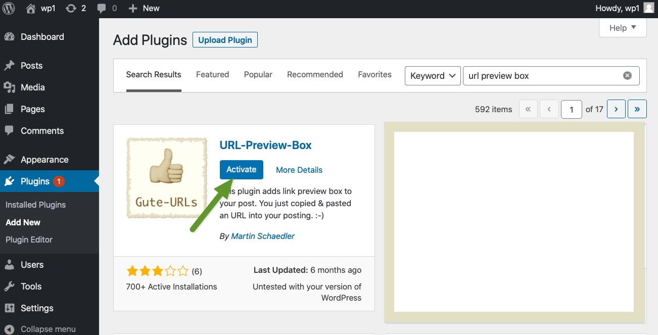 wordpress screenshot - use plugin