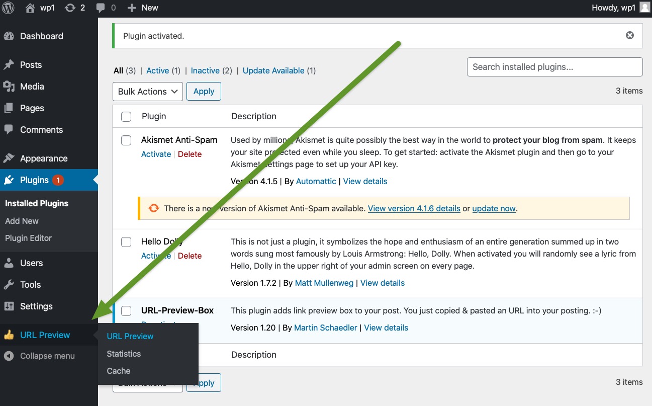 wordpress screenshot - use plugin